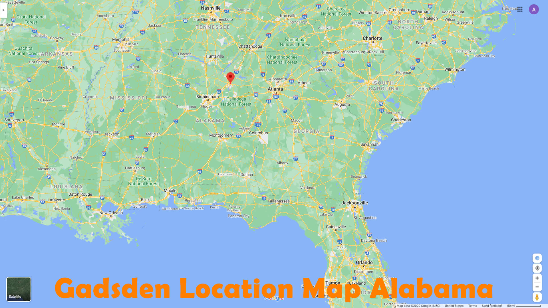 Gadsden Emplacement Carte Alabama